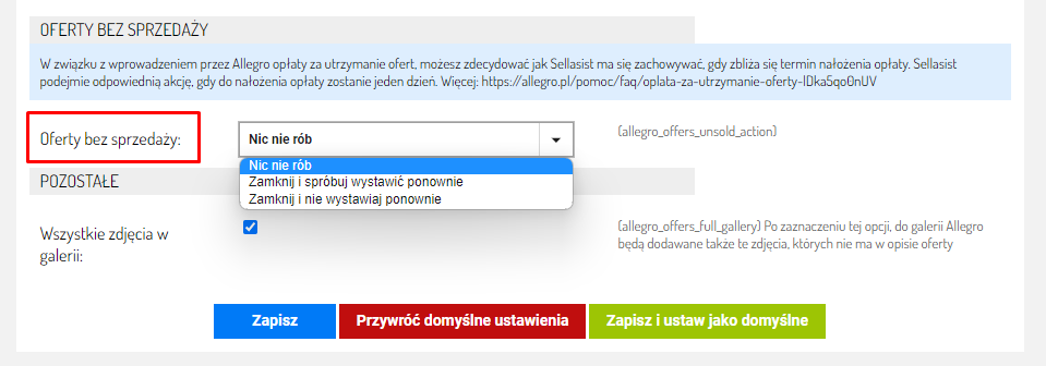Automatyczne zamykanie ofert Allegro, aby uniknąć opłaty utrzymaniowej w Sellasist.