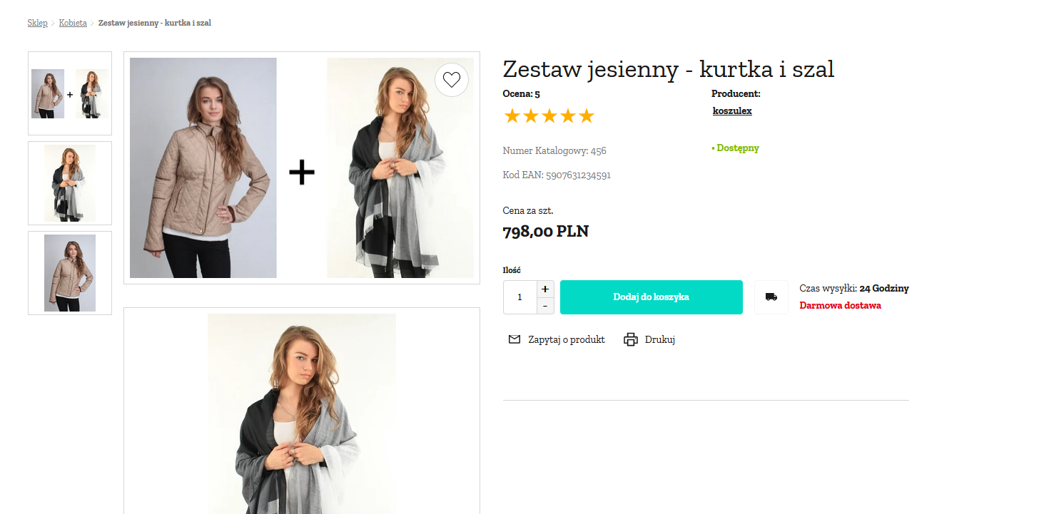 Przykład oferowanego zestawu na stronie sklepu Sellingo.