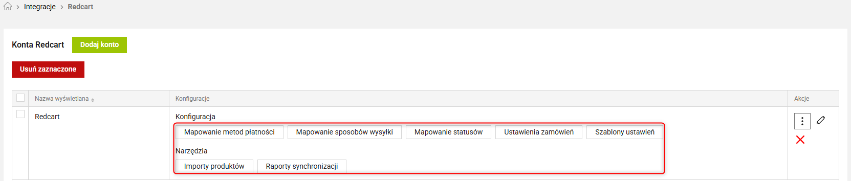 Konfiguracja mapowania: