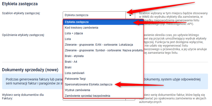 tworzenie etykiety zastępczej w sellasist